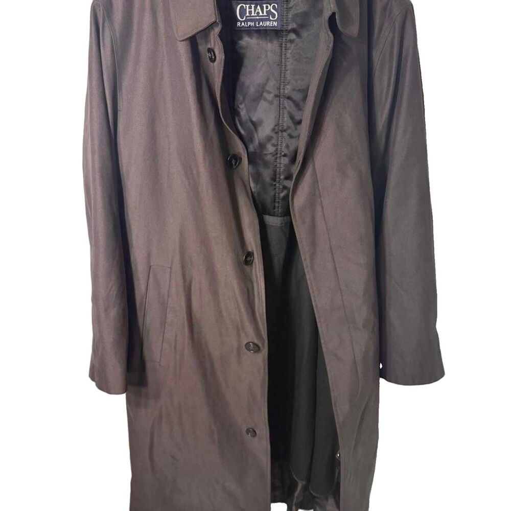 Chaps Ralph Lauren Men's Brown Grey Button Down Wool Trench Coat